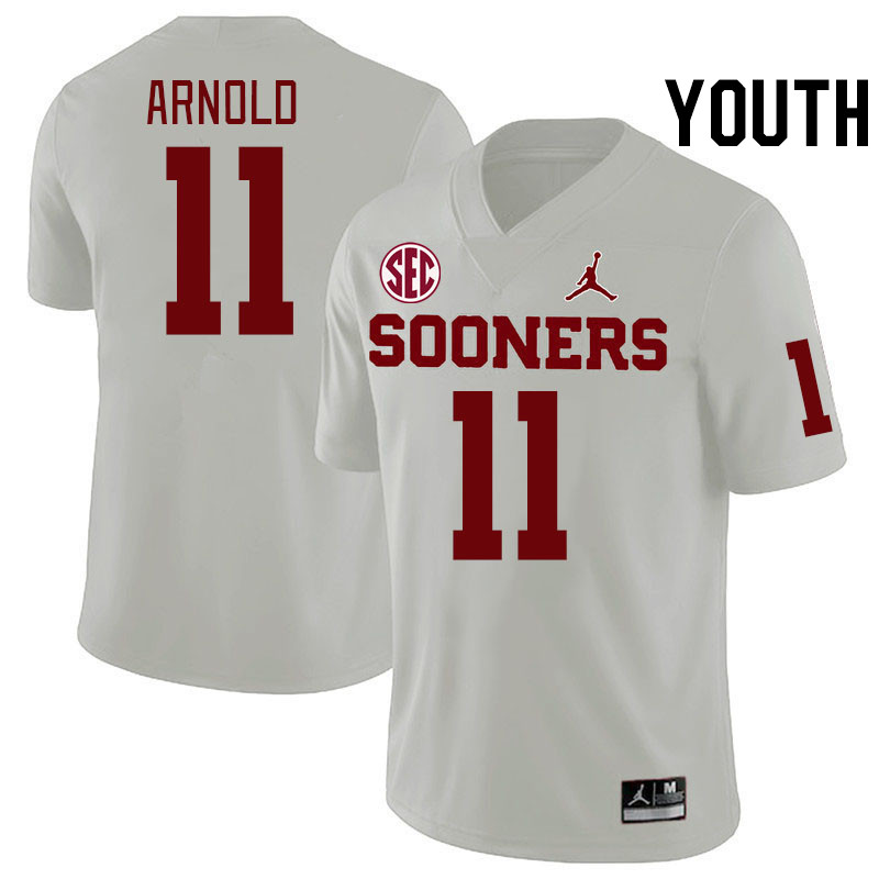 Youth #11 Jackson Arnold Oklahoma Sooners 2024 SEC Conference College Football Jerseys-White